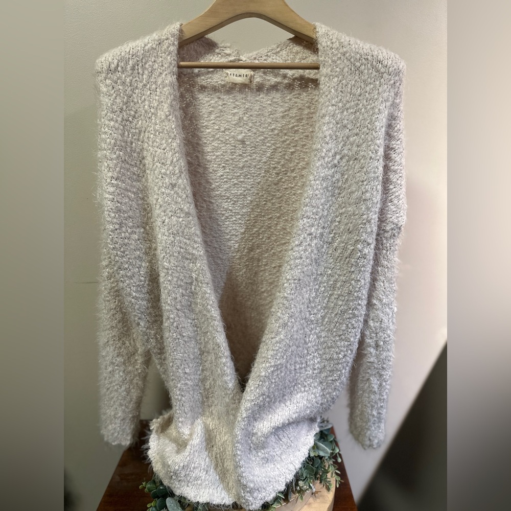 Dreamers‎ Women’s Cream Fuzzy Oversized Cardigan Sweater Size M/L